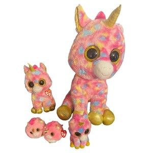 Ty Beanie Boos Unicorn Lot FANTASIA Pink 6” 9" 18” 2 Ballz Plush Boo Retired